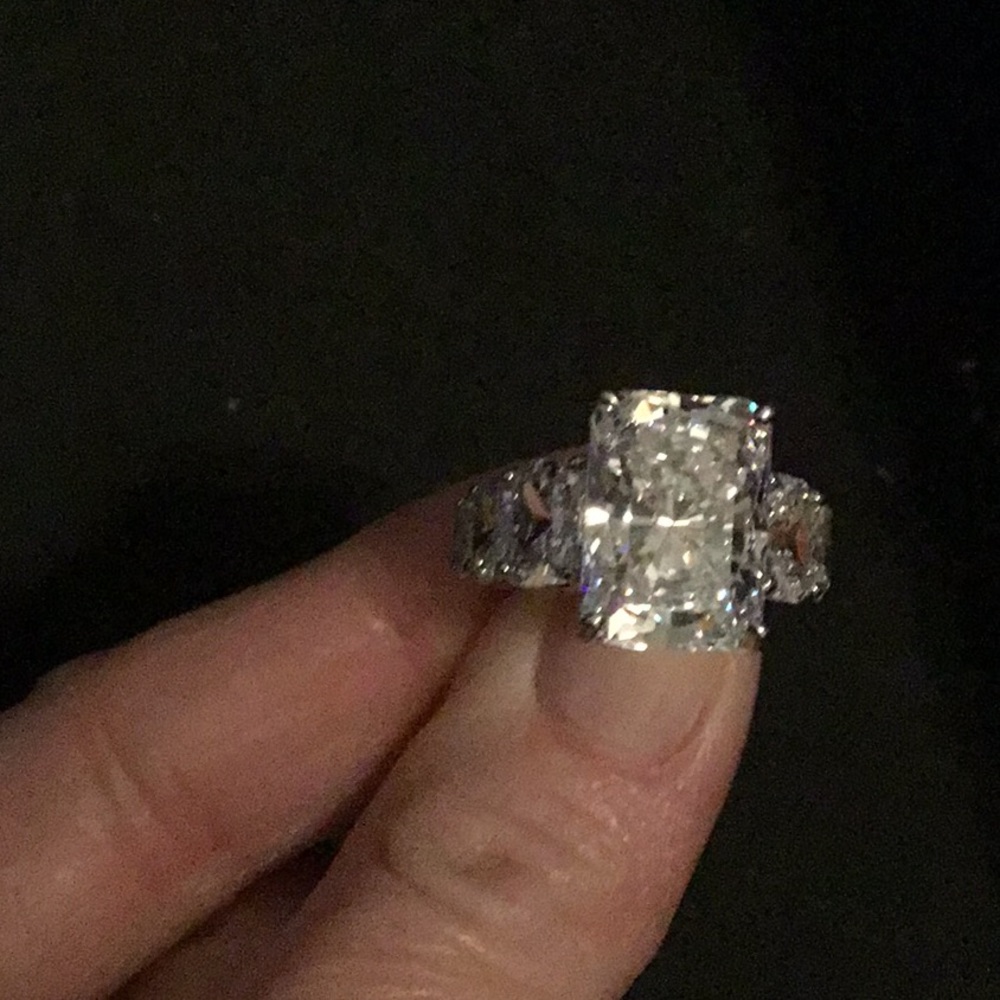 JEAN DOUSSET 12ct Emerald-Cut CZ 925 Strlng Sz 6
